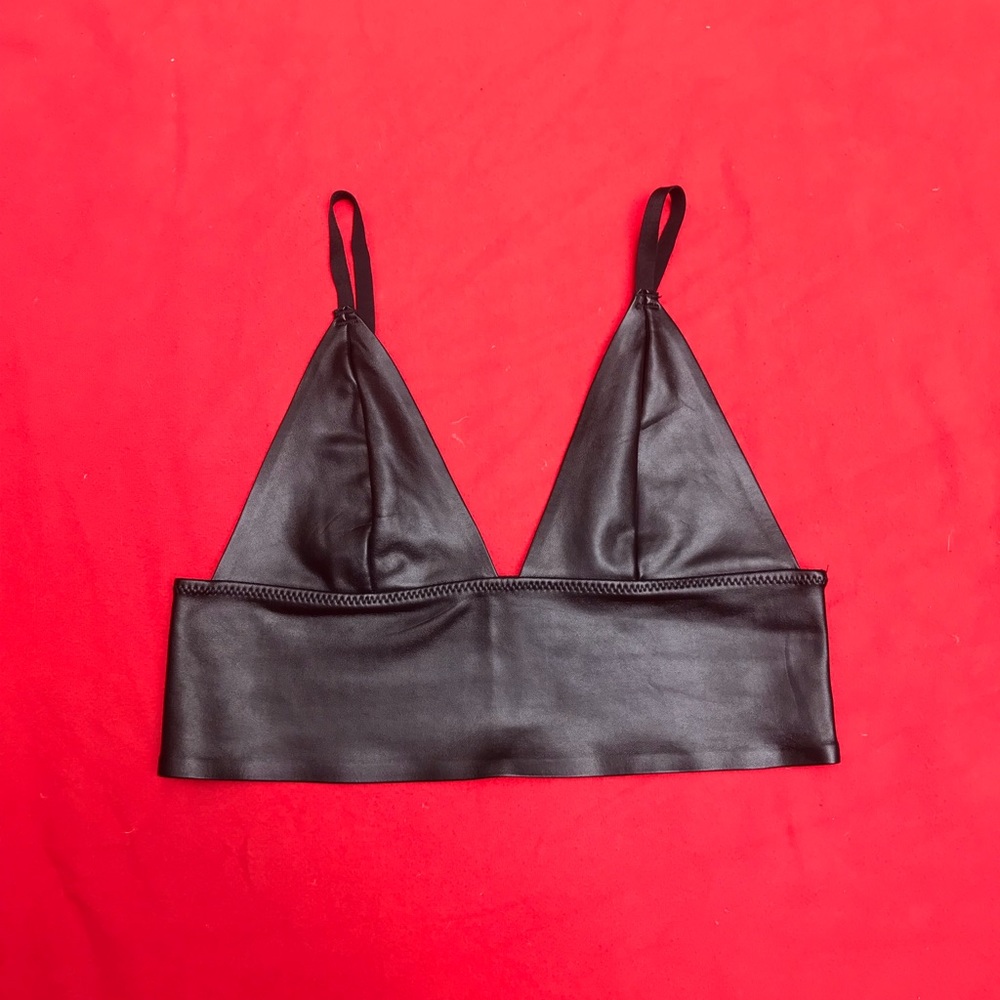 Faux-leather bralette